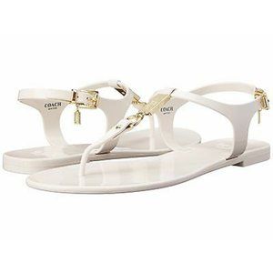 Coach Plato Shiny Opaque Jelly T-strap Sandals